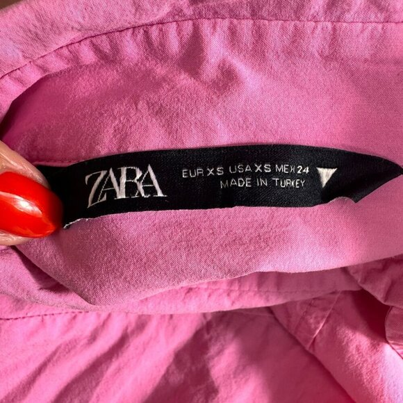 Zara Hot Pink Oversized Long Sleeves Button Down Shirt Size XSmall - Picture 12 of 13